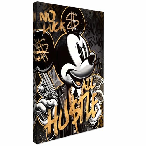 AREDE Tableau Décoration Murale sur Toile | La combine de Mickey | Art Déco Salon Chambre | Tableau Moderne 60 x 40 cm | Prêt à être accroché