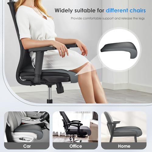 Image of FLORICH Car Seat Extender Leg Extender Support Cushion for Driver Seats Office Chair, Leather Carseat Leg Support for Long Drivers Universal Car Seat Cushion Legs Rest Pads-Light Grey