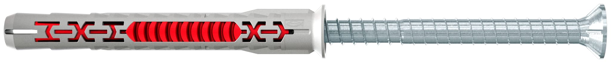 fischer DuoXpand 8 x 80 T, wall plug with zinc-plated steel countersunk head screw, strong hold, ideal for porous building materials, enables anchoring close to The Edge, 50 pcs.
