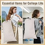 Large Laundry Bag 29" x 18" Double Layer Thickened Clothes Bag with Liner, Drawstring Closure Adjustable Strap, Machine Washable Laundry Sack for College Dorm Travel Apartment Camping - Image 4