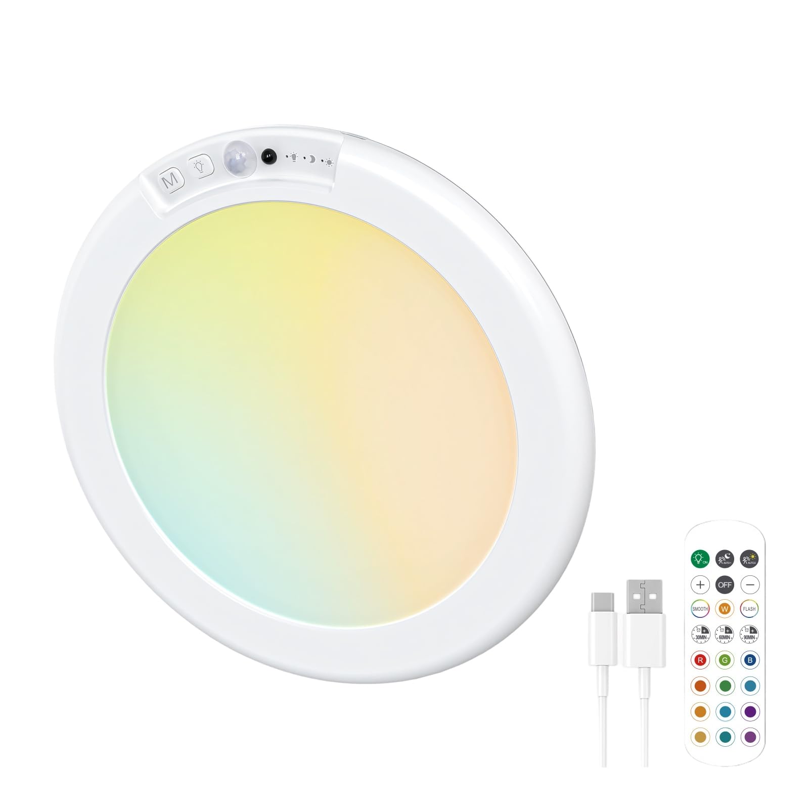 DSISJI Rechargeable Motion Sensors Ceiling Light Lighting Fixture None Wiring Needed LED Night Light for Indoor Spaces LED Night