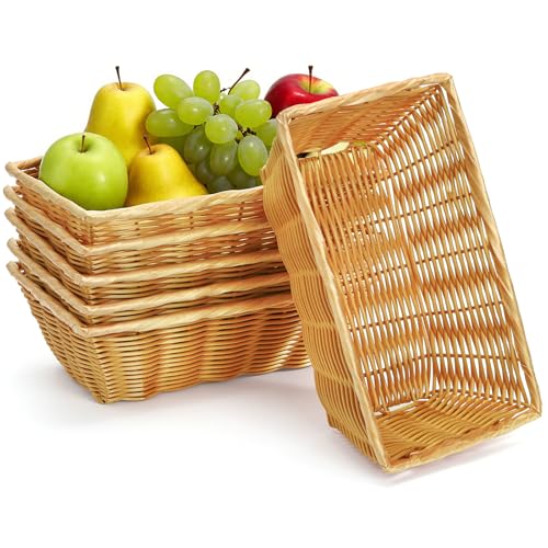 Coloch 6 Pack Plastic Woven Bread Basket, 12 Inch Imitation