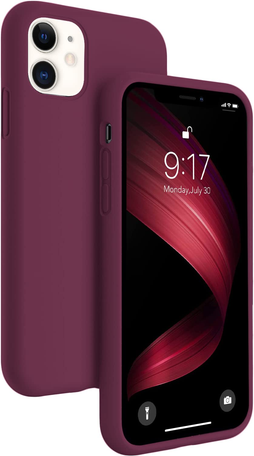 DIZORO® Microfiber Candy Case Compatible for iPhone 11 6.1 inch, Shockproof Slim Back Cover Liquid Silicone Case (Wine Red)-image-32