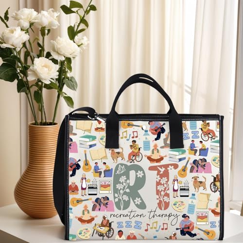 JTOUK bolsa de lona resistente con estampado floral para terapeutas 3