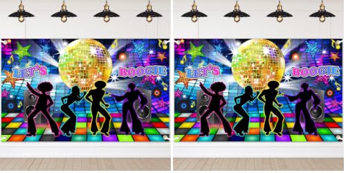 Image of Avezano Disco Backdrop Back to 70s 80s 90s Dance Party Decorations Banner Let's Boogie Birthday Party Photo Booth Backdrops 70.8 x 43.3 Inch Background (Pack of 2)