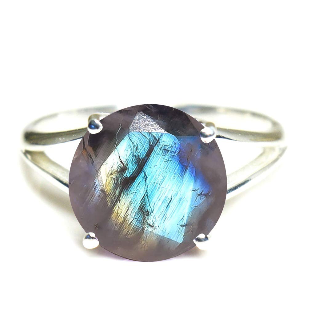 55Carat Choose Your Color Natural Round Gemstone Sterling Silver Ring for Her Friendship Love Sizes 5-13…
