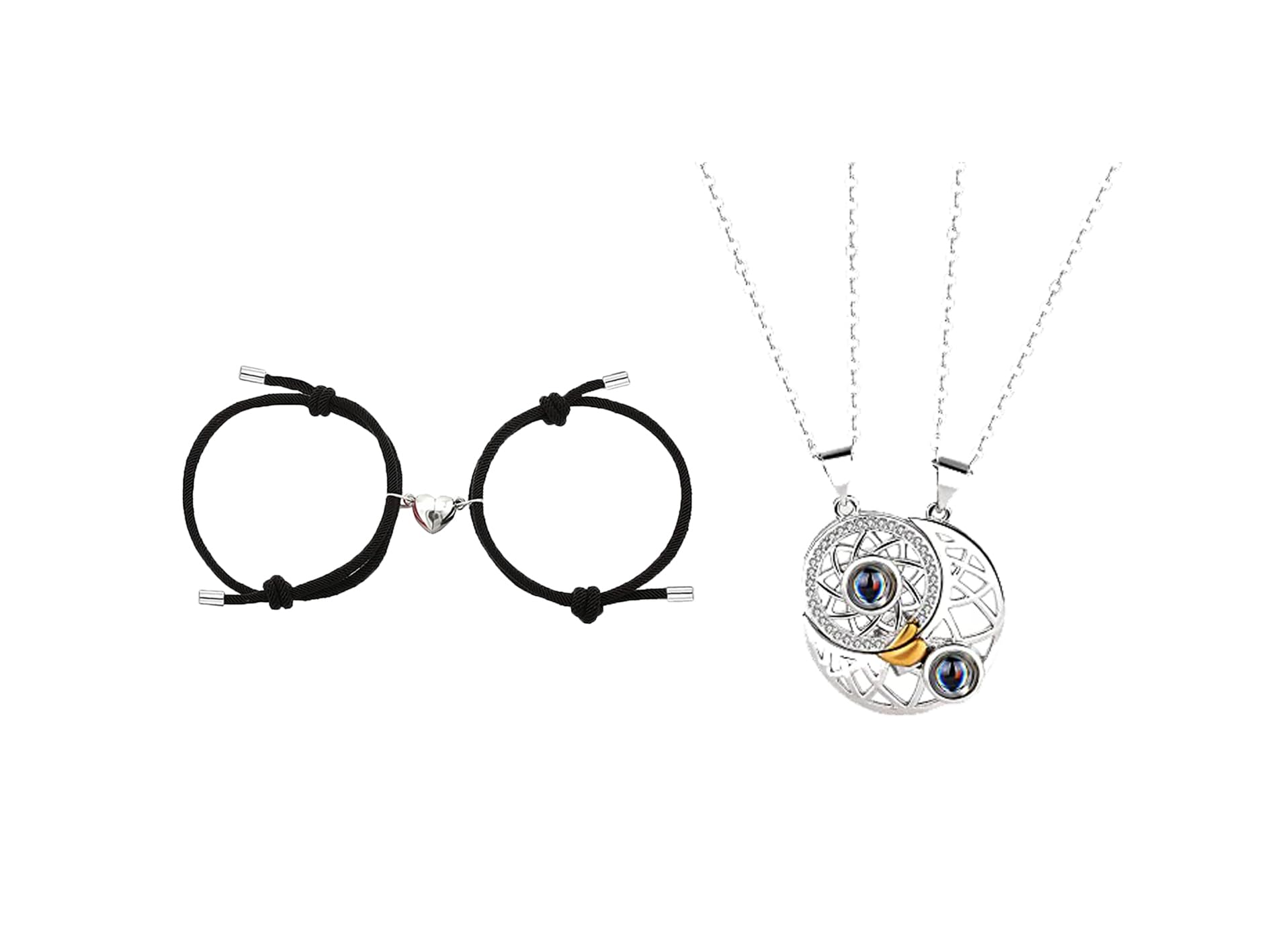 Aconite Combo Couple Bracelet Stitching Heart Magnetic Bracelet With Megnetic Sun Moon Pendant I Love You 100 Languages Necklace(Sparrow Industry) (B0CCSY3KHL) Amazon Price History, Amazon Price Tracker