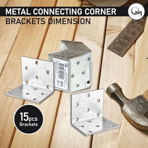 OMIDEAS 15 x Angle Brackets (40 x 40 x 60 x 2) Corner Metal Braces Wood Timber Galvanised Steel Sheet Connecting Joining Fixing L Repair Connector - Image 4