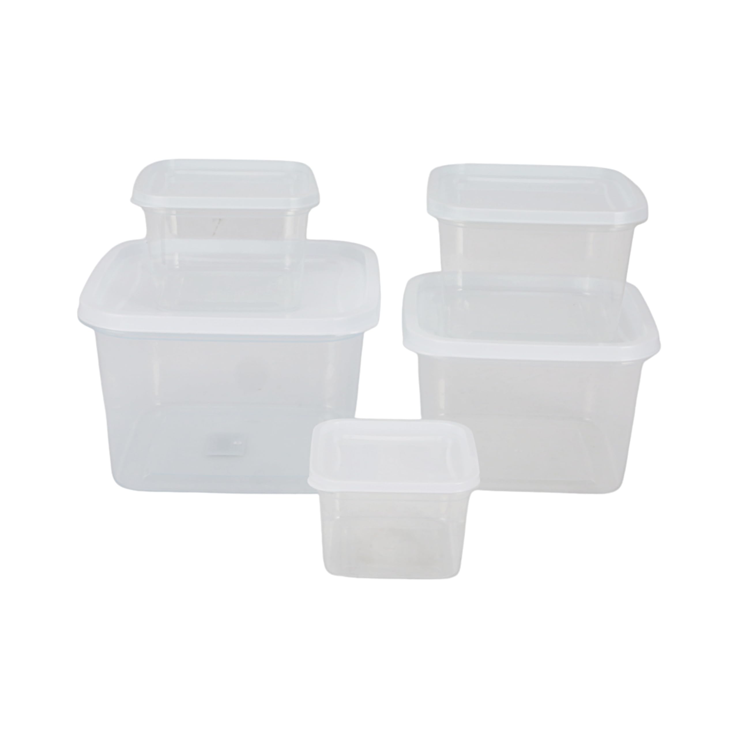 Royalford5 Pack Clear Stackable Storage Plastic Tupperware Containers RF12189 Pantry Organizers and Storage,Perfect for Kitchen,Fridge,Cabinet,Closet,Food Containers with Lids Airtight Microwave Oven