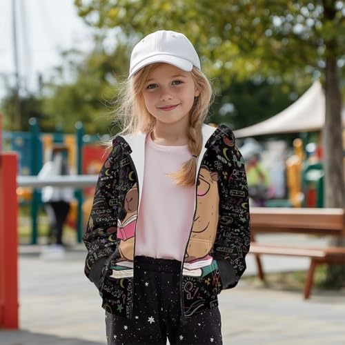 Animal Printed Girls Boys Zip-Up Hoodie Breathable Warm Fleece Sweatshirt with Pockets Casual Fall Outfits Size S-XL3