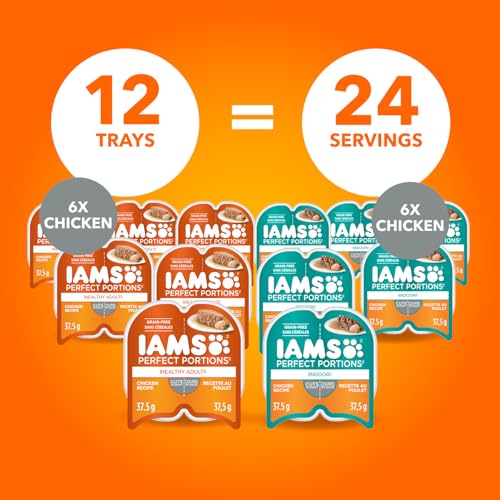 IAMS Perfect Portions Healthy Adult Wet Cat Food Cuts in Gravy - Chicken and Indoor Chicken 12CT Multipack, 75g image 6