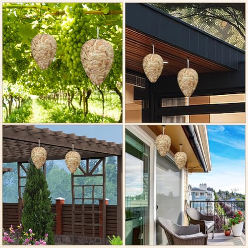 Augshy 6 Stück Wespennest wasserdichte Künstliche Wespennesterköder Attrappe Hornissennest Attrappe für Haus und Garten Outdoor