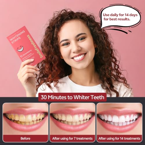 Image of Teeth Whitening Strips, 14-Day Treatments Clinically Proven for Visible & Affordable Teeth Whitening, Enamel Care Whitening, Reduced Sensitivity Formula, Strawberry.