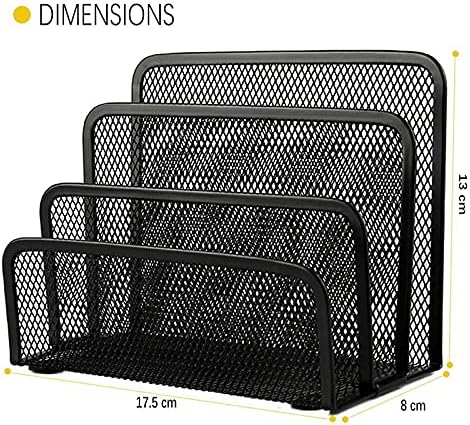Miniatura 8 de Organizador de escritorio pequeño - Archivadores de metal negro - 3 compartimentos - 6.7 x 5.1 x 3.0 in - Uso en oficinaoficina en casa