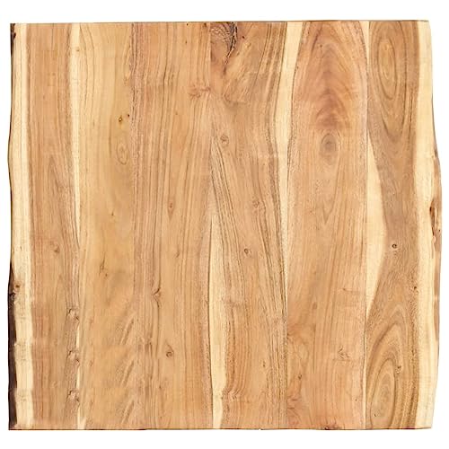 vidaXL Solid Acacia Wood Table Top - Polished, Lacquered, Square, with Live Edge Design for Kitchen Tables, Desks, Coffee Tables, 22.8