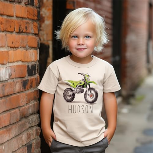 Personalized Green Dirt Bike Toddler Shirt - Custom Motorcycle Kids Name Tee - Boy Toddler Youth Kids Clothing3