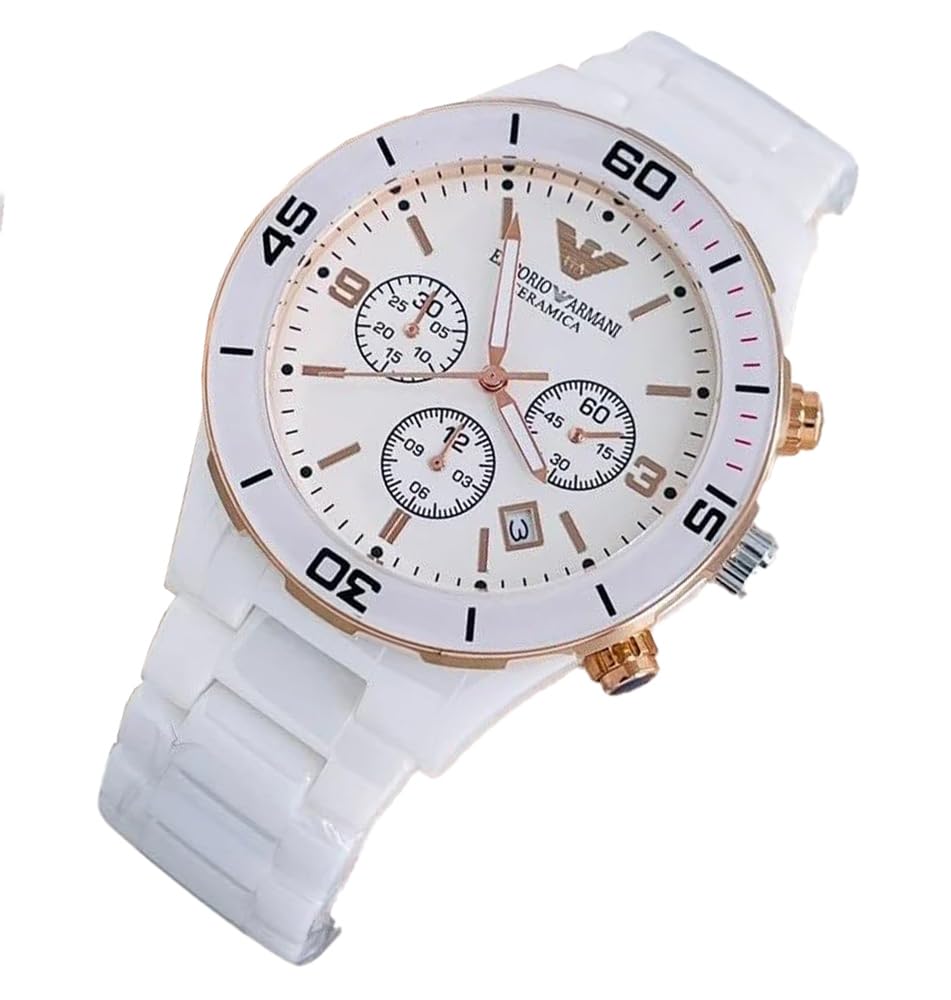 UTKARSH COLLECTIONS Emprio_Armani Ceramica Men’s Watch: Contemporary Design, 43mm Dial (White)