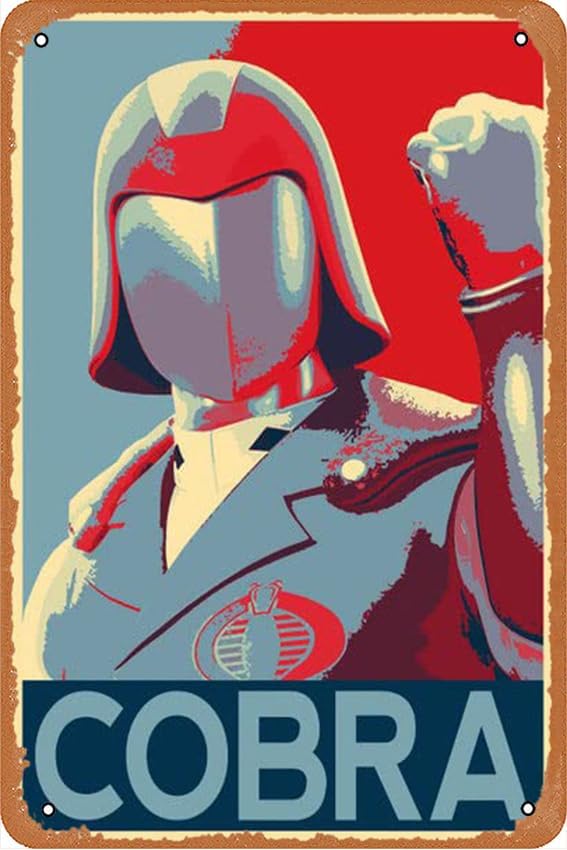 Letrero de metal vintage retro Cobra Commander Pop Art Ilustración  G.I. Joe Cartoon Decoración del hogar en póster o lienzo bar pub garaje regalos