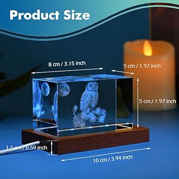 Amazon.co.jp : ZRENJHUS 3D フクロウの置物 ガラス レーザー
