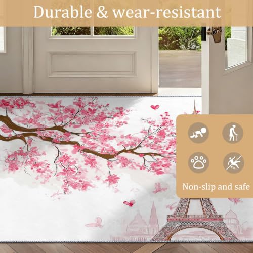 Tapis lavable en machine antidérapant motif cerisier
