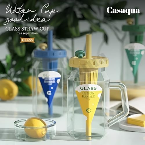 Image of Glass Tumbler with Infuser Lid and Straw - 500ml, Set of 1, Reusable Leak-Resistant Drinking Cup for Water, Juice, Iced Coffee, Tea, Smoothies & Bubble Tea, Travel Mug (Receiving Random Color)