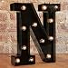 Pooqla Decorative LED Illuminated Letter Marquee Sign - Alphabet Marquee Letters with Lights for Wedding Birthday Party Christmas Night Light Lamp Home Bar Decoration N, Black