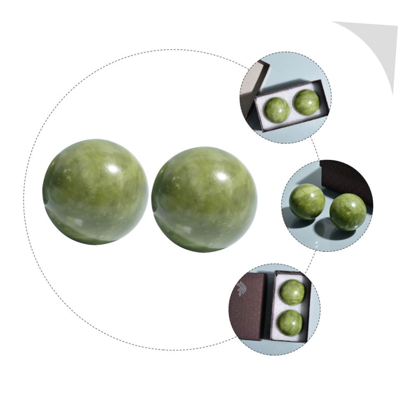 Handmassagebälle Tragbar Grüne Jade 2 Stück mit Glatter Oberfläche und Muskelentspannung für Gesundheitsübungen und Selbstmassage zu Hause