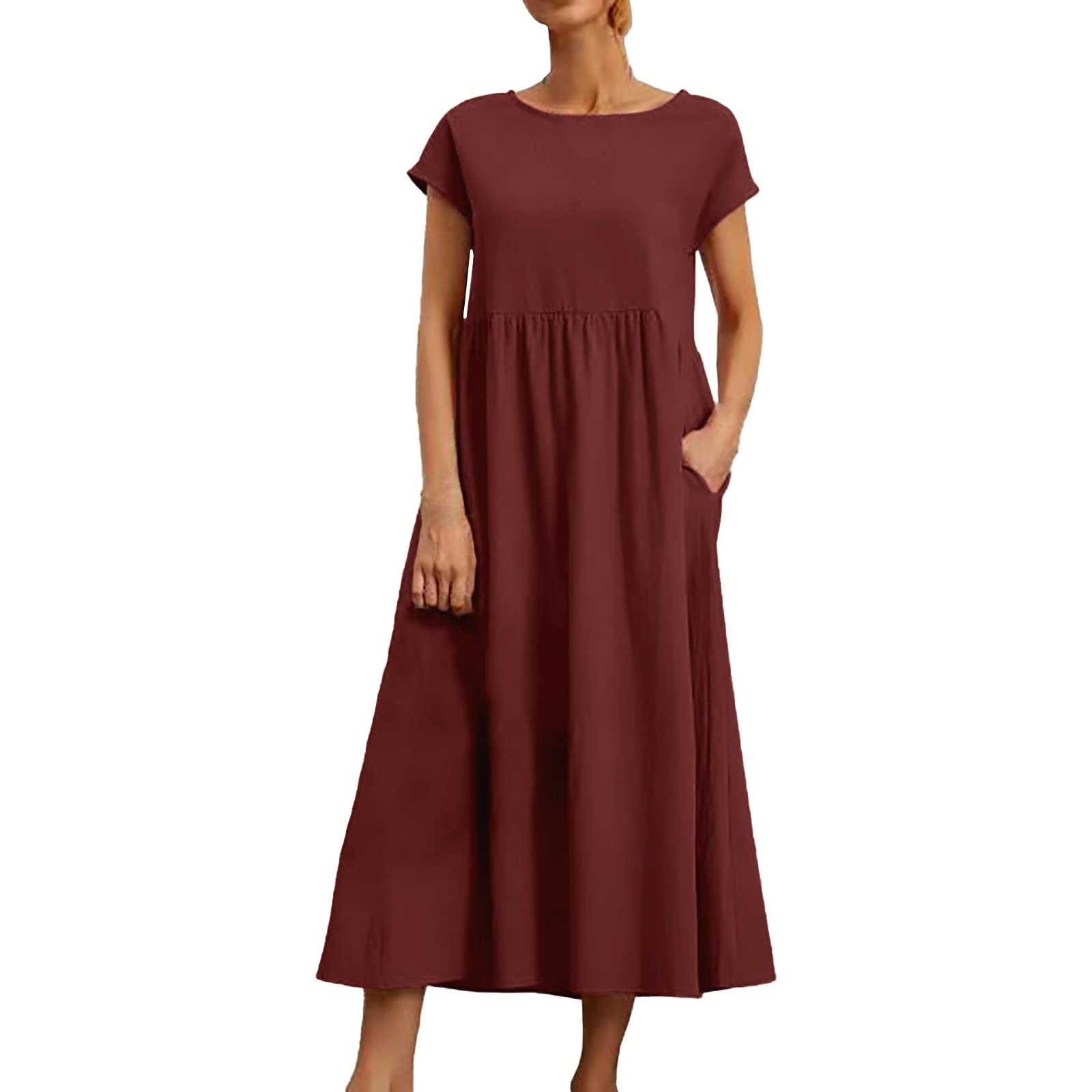 Generic 2024 Vestido Largo Mujer Verano Algodón Elegantes Transpirable Vestidos Largos Vestido Casual 2024 Tallas Grandes Vestido Playa Vestido Invitada Fiesta Boho Sexy Vestidos De Fiesta Vacaciones