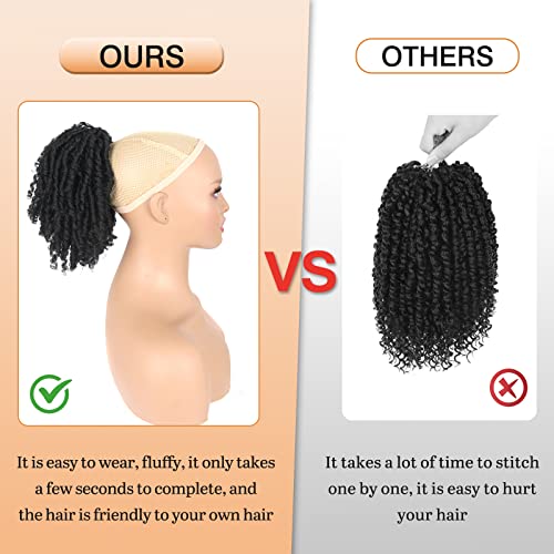 Scentw Dreadlock Ponytail Extensions For Women Black Drawstring Ponytail With Curly Ends Goddess Faux Locs Crochet Hair Synthetic Hair Piece Clip In Ponytail Extension Pony Tails Hairpieces #TOP2