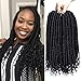 6 Packs/lot Goddess Faux Locs Crochet Hair Braids 16 inch Straight Faux Locs with Curly Ends Crochet Twist Braiding Hair 24 Strands/Pack Black Goddess Locs Synthetic Hair Extensions Dreadlocks (1b)