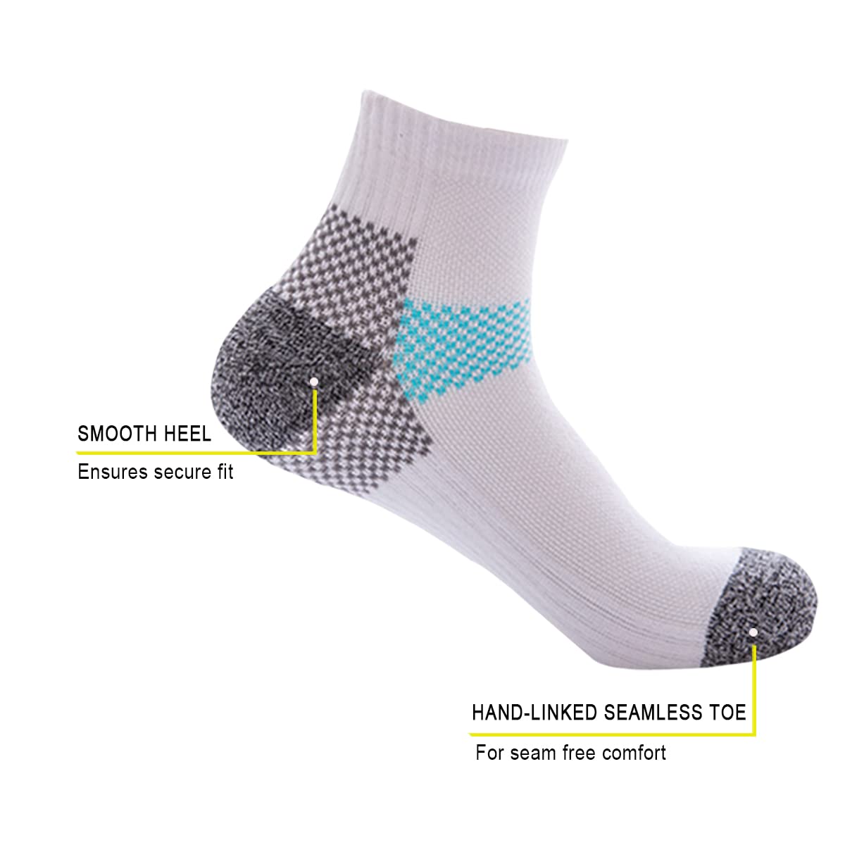 Herrensocken, 6 Paar, Anti-Blasen, gepolstert, atmungsaktiv, Laufsocken, Baumwolle, Sportsocken, Sportsocken, weiß, 6-8