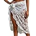 Damskie bikini Sarongs letnie fartuchy plażowe koronka wysoka talia jednolity kolor haftowana spódnica damska elegancka odzież plażowa strój kąpielowy okrycie spódnica (biała, jeden rozmiar)