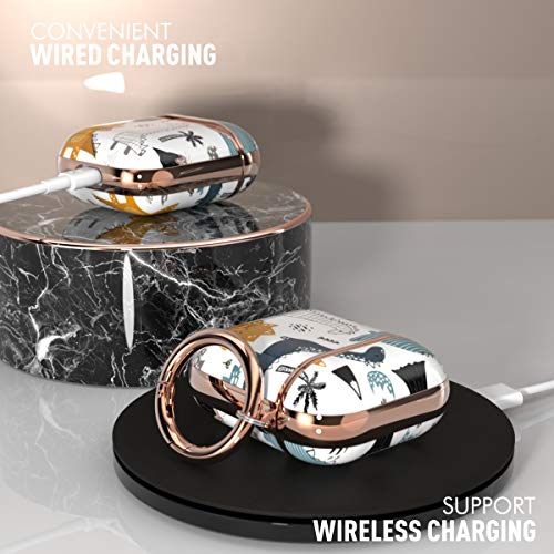 Image of wenew for AirPod Case, Flower AirPods Hard Case Cover with Keychain for Women Men, AirPod 1st & 2nd Generation case (Dino)