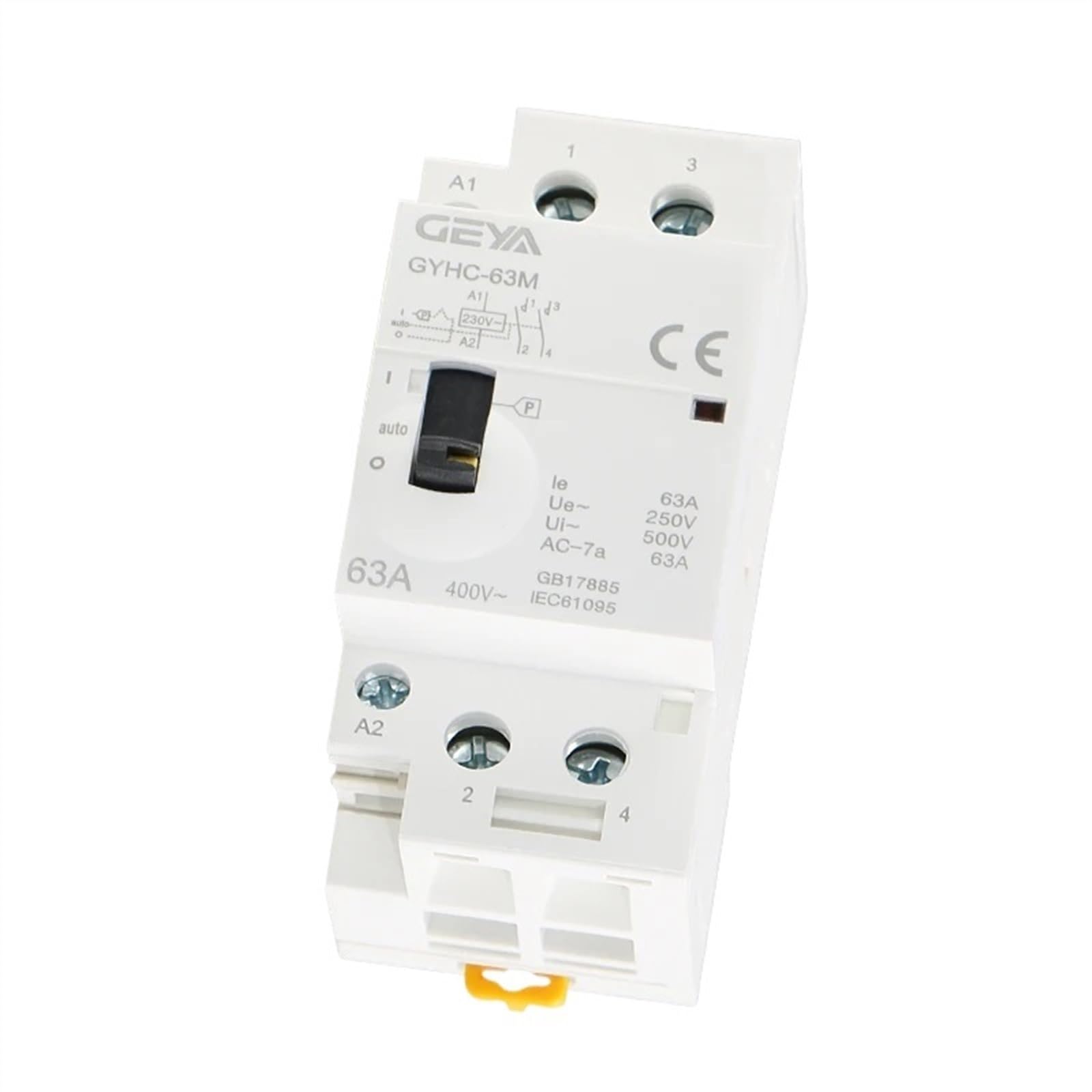 Contactor de CA Modular for Carril DIN, Manual, 2P, 40A, 63A, 2NO o 2NC, Control Manual AC220V 230V(2P 40A 2N0 220V)