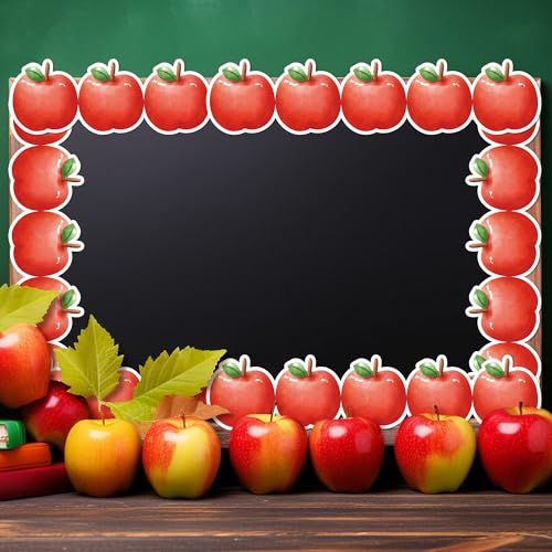 Image of BeYumi Watercolor Apple Border Trim - 65ft Back to School Apple Shape Rolled Border Trim Pastel Watercolor Bulletin Board Set Classroom Office Chalkboard Kindergarten Elementary Home Party Decoration
