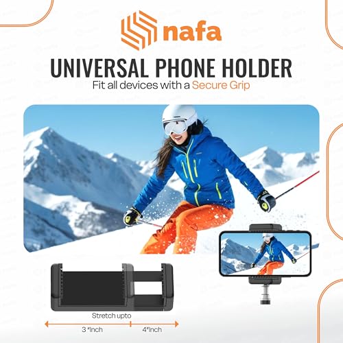 Image of NAFA Lightweight & Portable 7 Feet (84 Inch) Long Tripod Stand with Adjustable Mobile Clip Holder for All Mobiles & Cameras | Working Length of 800 mm to 2100 mm | Supports Weight Up to 5000 g