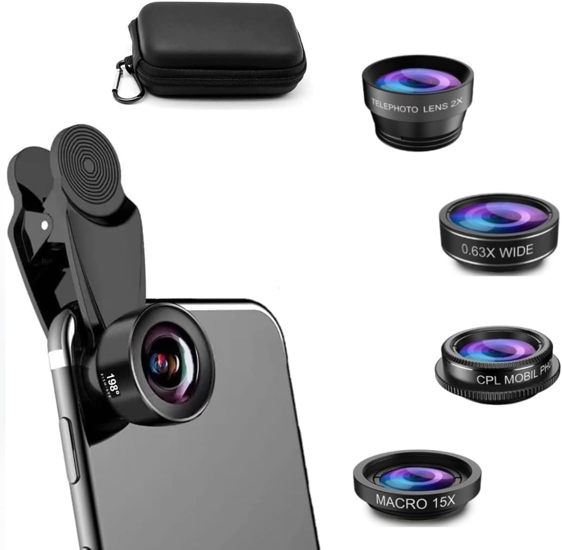 Gran angular para movil y teleobjetivo compatible con iPhone y Samsung 8
