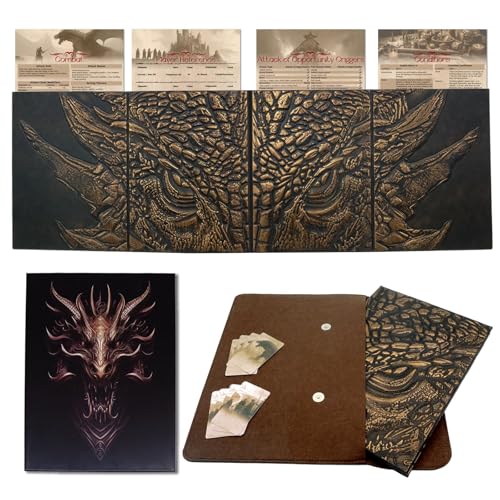 Evorzonha DND DM Screen 5e Dungeon Master Screen for Dungeons & Dragons Gifts 4 Embossed Panels Total Width 37