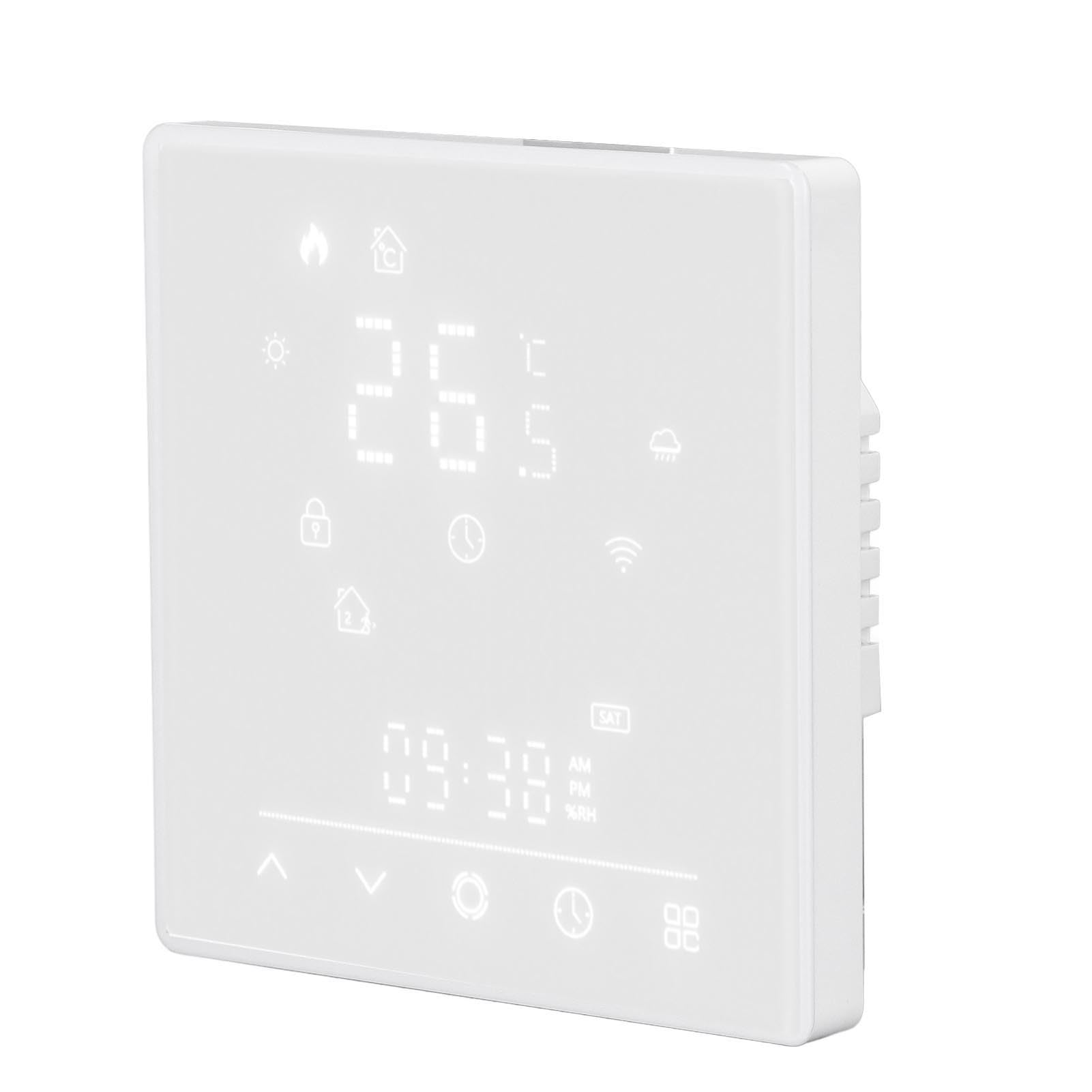 SIXRUN Termostato Inteligente Interruptor de Control de Temperatura de PC Retardante de Llama 95 A 240 V CA 16 A Control de Aplicación Pantalla Meteorológica para Calefacción Eléctrica de Hotel de