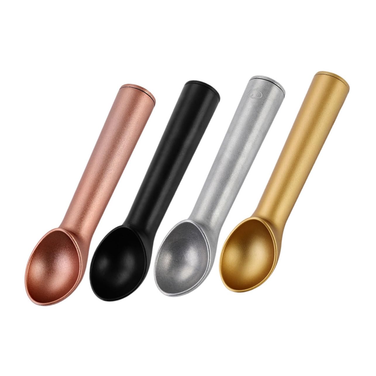 Zerodeko 4 Pièces Cuillères à Glace Alliage Aluminium Cuillères à Dessert Adaptées aux Glaces Fruits et Aliments Surface Lisse et Confortable