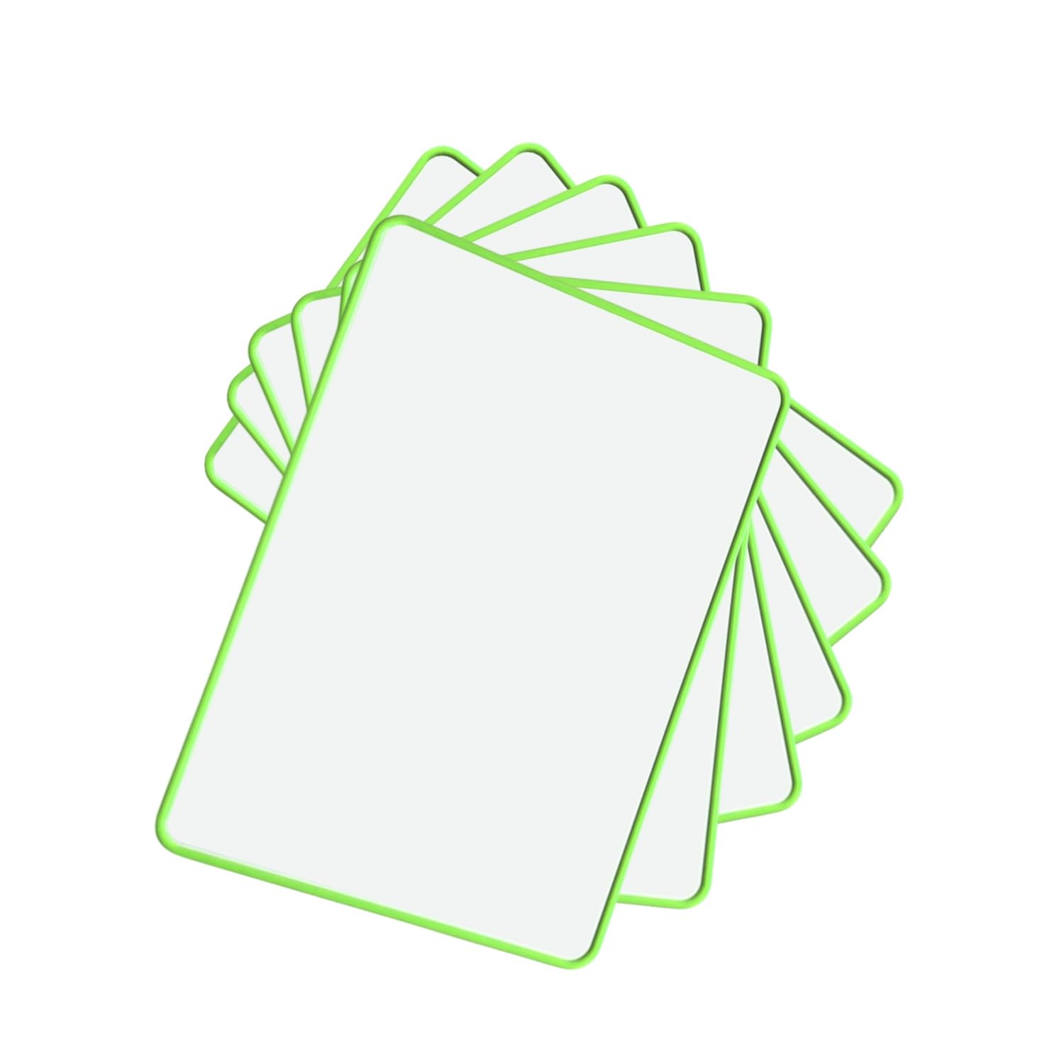 Pack of 6 A4 Double Sided Magnetic Erasable MDF Plain Whiteboards with Green Border