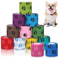 Selbstklebender Verband Hund,12 Stück Selbstklebende Bandage für hund Vet Wrap Pet Kohäsive Bandage Selbstklebender Verband Haustier Bandages Elastische Haftbandage für Handgelenk Knöchel Finger