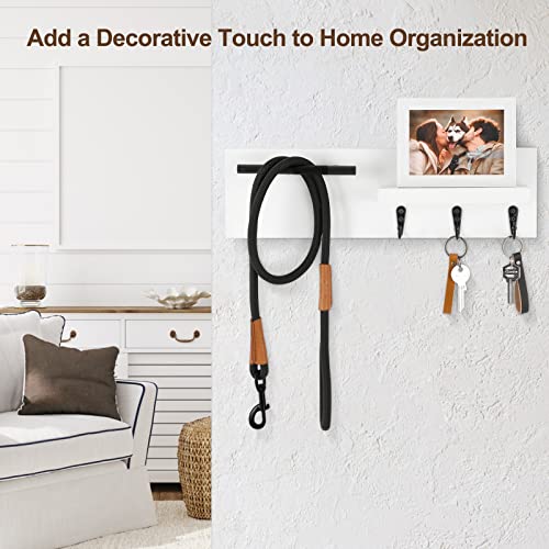 Key-Holder-for-Wall-Decorative-Entryway-Shelf-with-Hooks-Holds-Keys-Dog-Leash-Sunglasses--Key-Hanger-with-3-Hooks-Organizes-Enhances-Home-Decor-15-x-45-x-26-White