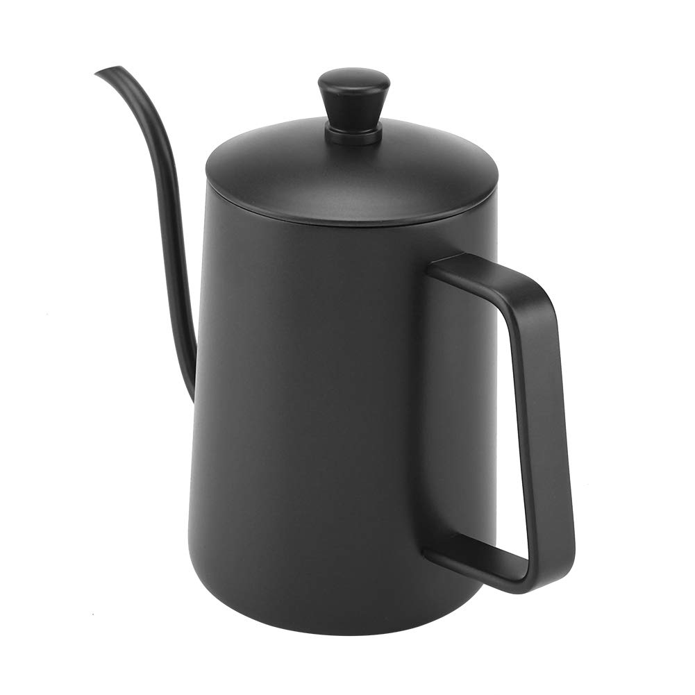 Czajnik do kawy nalewany ze stali nierdzewnej o pojemności 600 ml z gęsią szyją, termometrem i powłoką teflonową do precyzyjnego parzenia, zielony (Czarny)