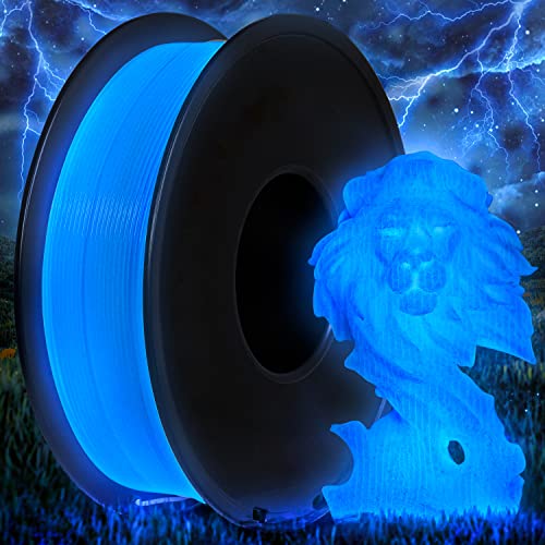 TEQStone Glows Blau in the Dark PLA Filament 1.75mm, 3D Drucker Filament 1kg Spool Cover