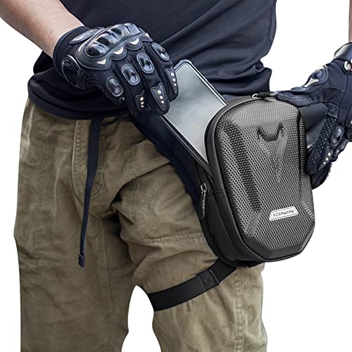 Bolsa para el muslo | Bolsa de pierna rígida para moto para hombre | con muslo negro, funda de viaje para viajes al aire libre, pesca, senderismo, ciclismo, Negro , Fare riferimento alla descrizione