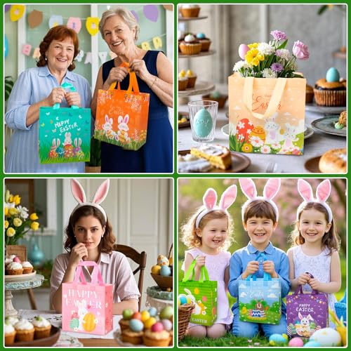 RICEDUO RICEUO 18-Pack Easter Egg Hunt Bags, Easter Tote Bags with Handles for Kids, Reusable Non-Woven Exchange Gifts Wrapping Bag for Holiday Baskets, Egg Hunt Game Party Supplies by RICEDUO - Image 7