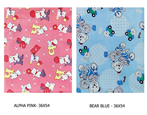 Image of EcoSoft Plastic Sheet,PVC Sheet for Kids,Rubber Sheet for Babies,Bed Wetting Protector(90 x 135 cm) (Alphabet Pink & Bear Blue)