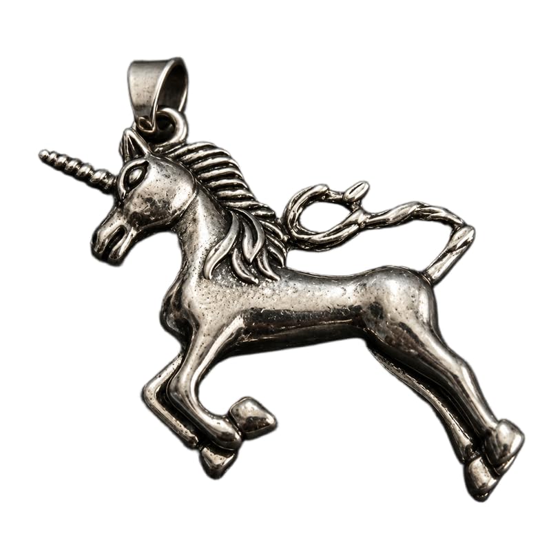 Stainless Steel Unicorn Pendant Charm, Mythical Horse Pendant, Fantasy Animal Jewelry, Antique Silver Tone Unicorn Charm, Statement 54x37 mm. RR_CSP_0093-image-6