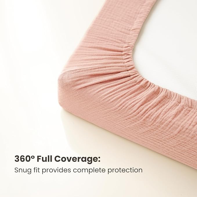 Miniatura 3 de Funda para cambiador de muselina para bebés, niñas y niños, 100% algodón, ajustada, para pañales, sábanas suaves y transpirables, paquete de 2